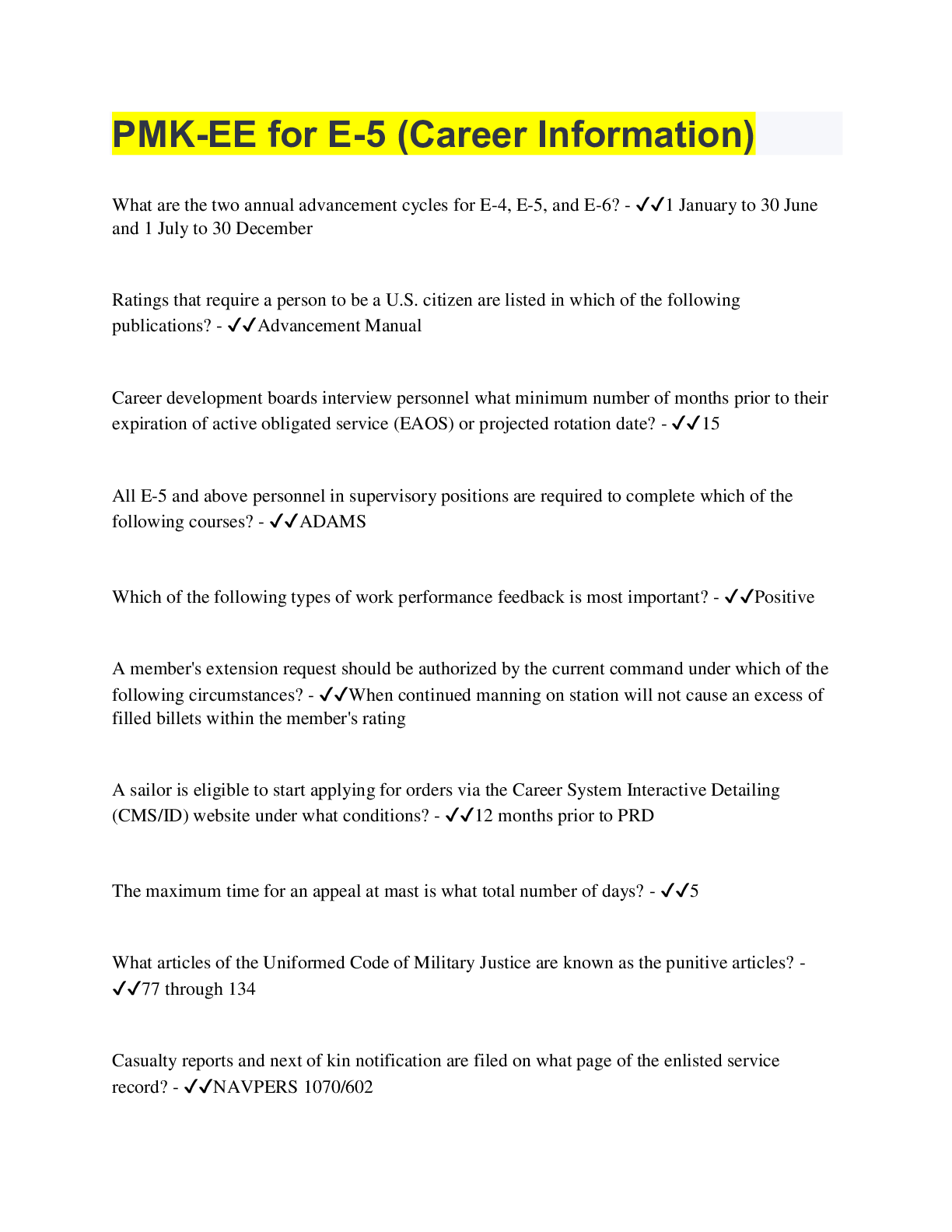 Preview image of PMK-EE for E-5 (Career Information) document